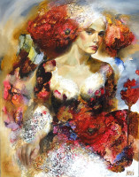 PRODÁNO.  Světlana Žalmánková - Vlčí máky - originál